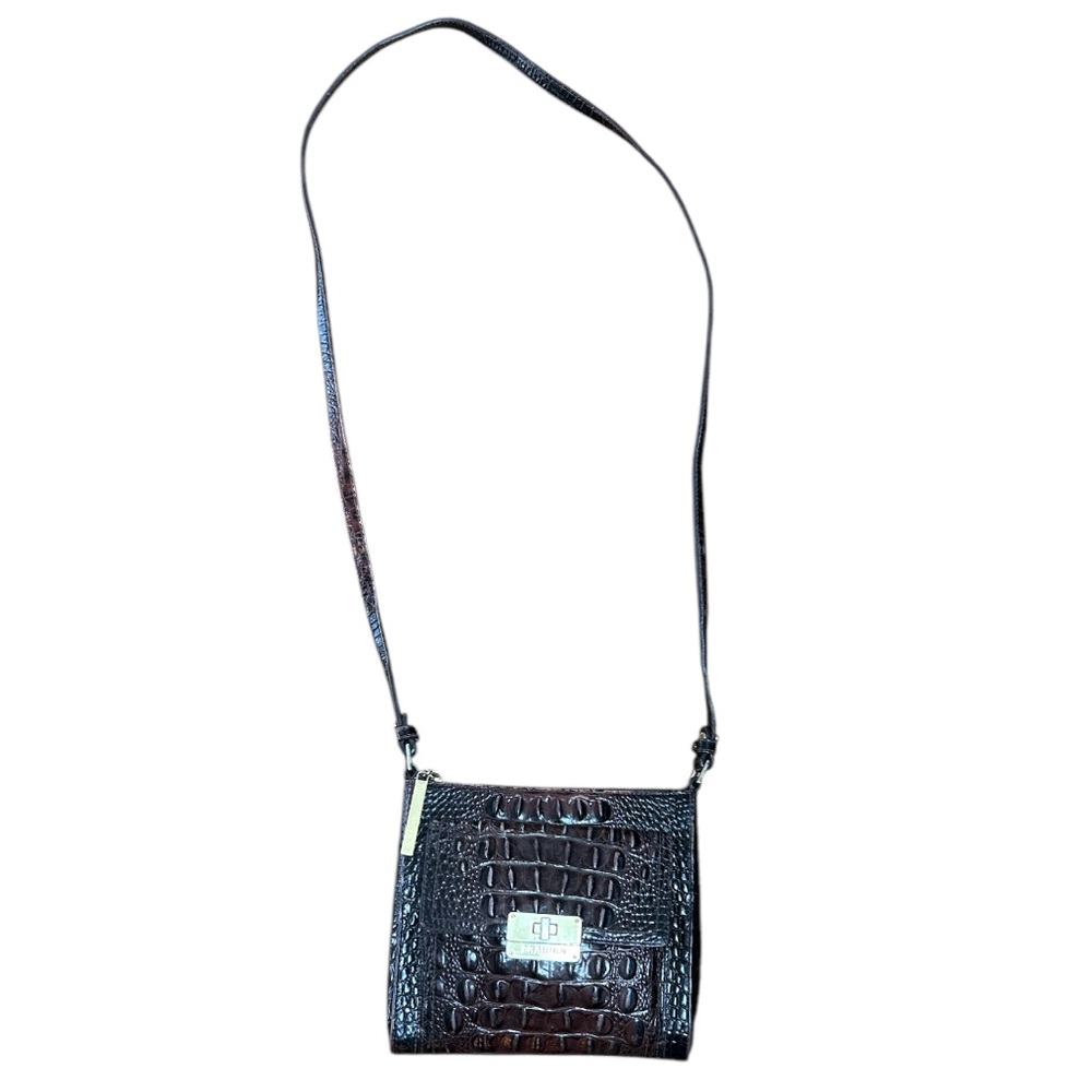BRAHMIN MIMOSA PECAN MELBOURNE LEATHER CROSSBODY BAG BUILT in WALLET